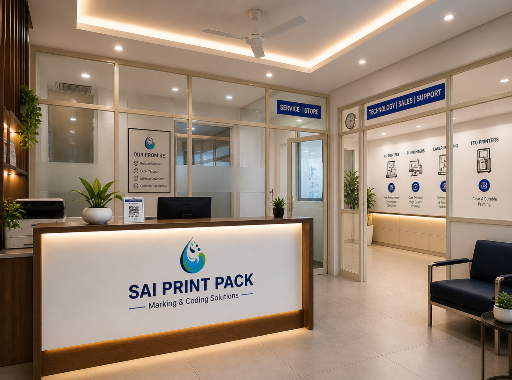 Sai Print Pack Solutions office and showroom for industrial coding and marking systems in Bangalore