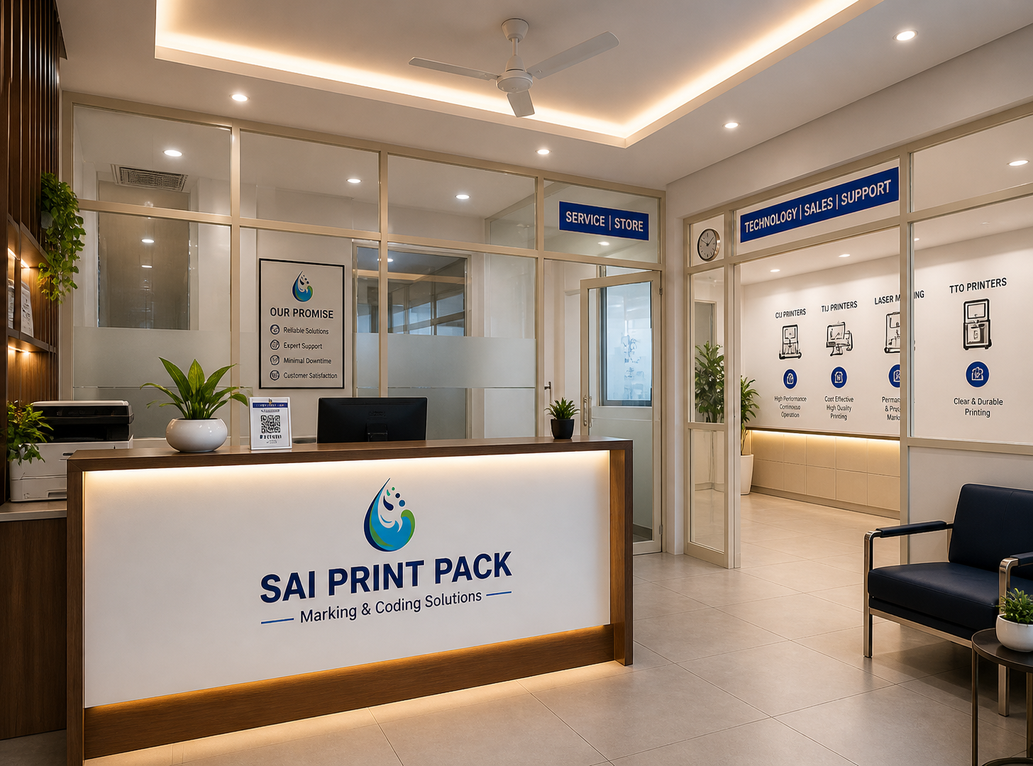 Sai Print Pack Solutions office and showroom for industrial coding and marking systems in Bangalore