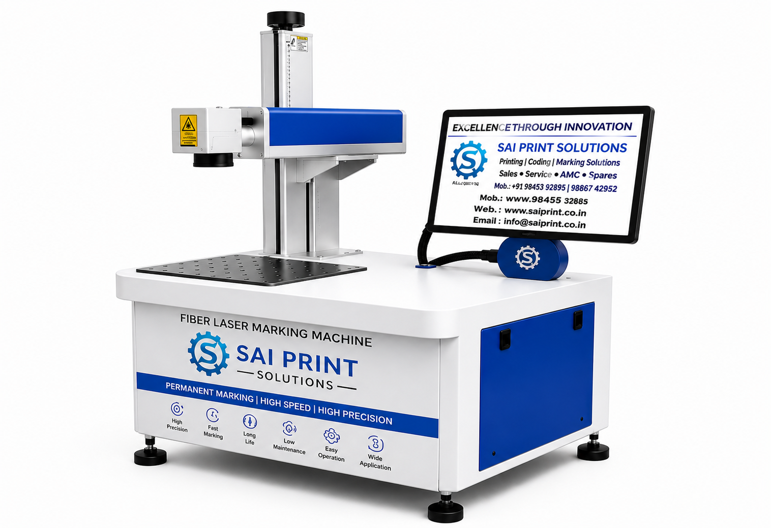 Laser marking printer machine for industrial engraving and permanent product marking applications