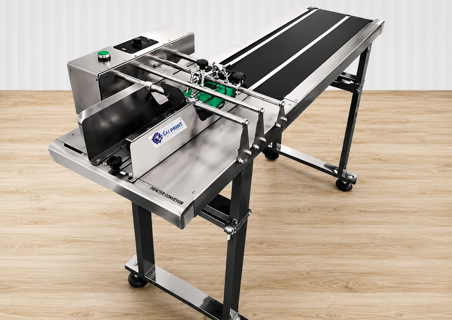 Pouch printing conveyor system for industrial coding and packaging applications
